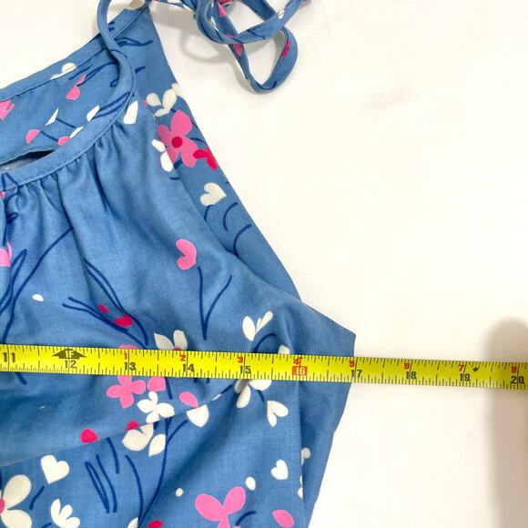 VTG Malia Honolulu Womens Midi Dress 10 Blue Floral Dainty Feminine Retro Cotton - Picture 7 of 16